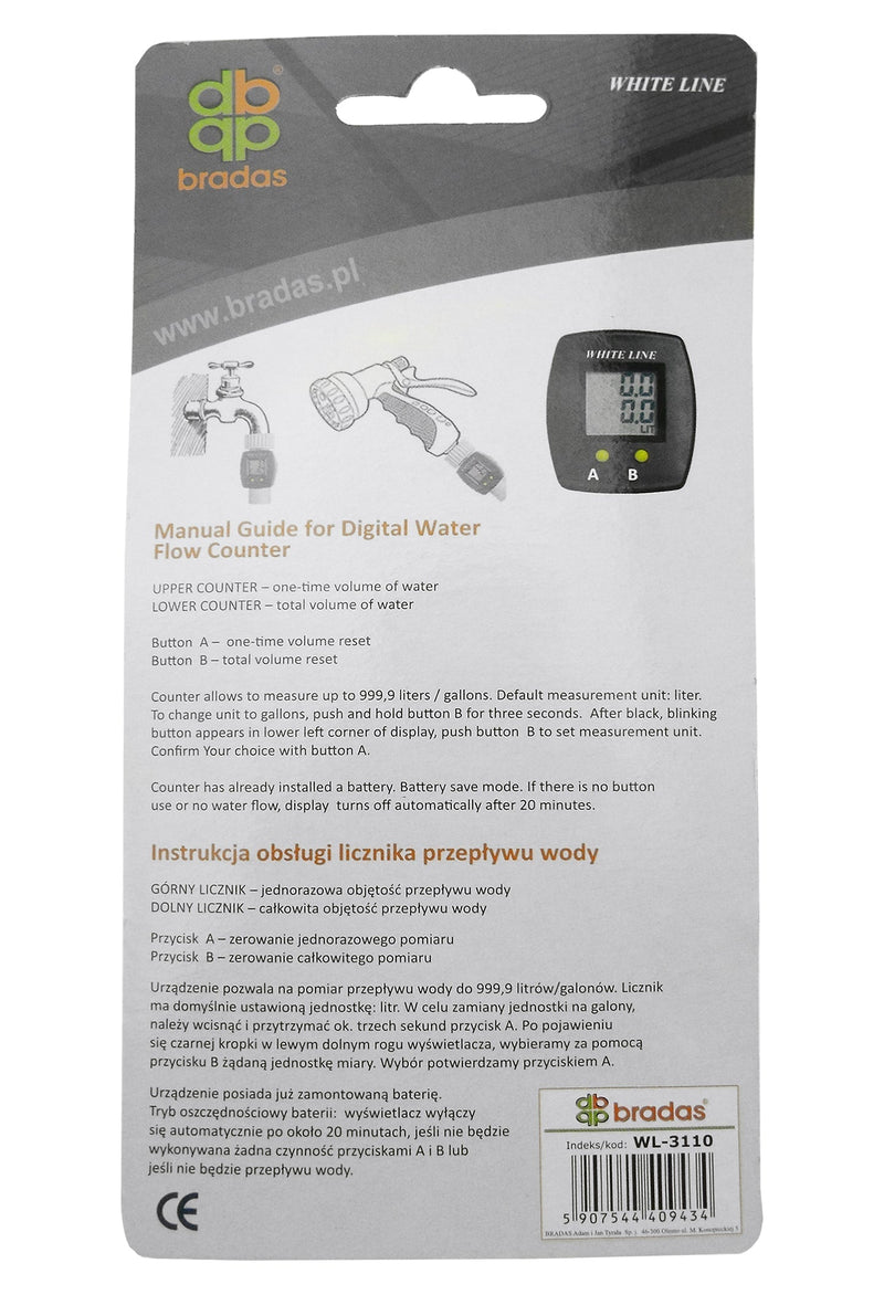 Water Flow Meter 3/4" BSPM-F - Home & Garden > Lawn & Garden > Watering & Irrigation > Garden Hose Fittings & Valves