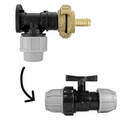 Wall Flange Kit 20mm MDPE - Geka & In Line Valve + 1/2"Barb - Home & Garden > Lawn & Garden Tech Hose & Fittings