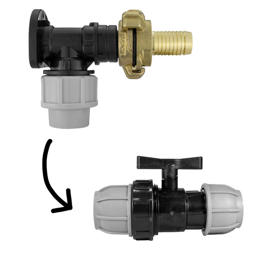 Wall Flange Kit 20mm MDPE - Geka & In Line Valve + 3/4" Barb - Home & Garden > Lawn & Garden Tech Hose & Fittings