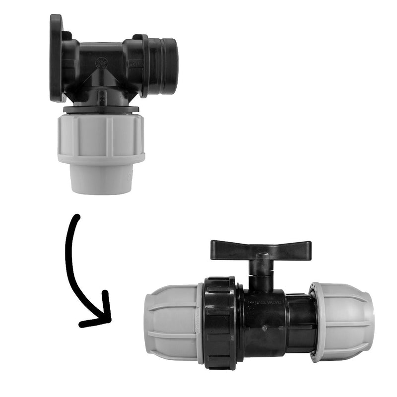 Wall Flange Kit 20mm MDPE With In-Line Valve - Home & Garden > Lawn & Garden Tech Hose & Fittings