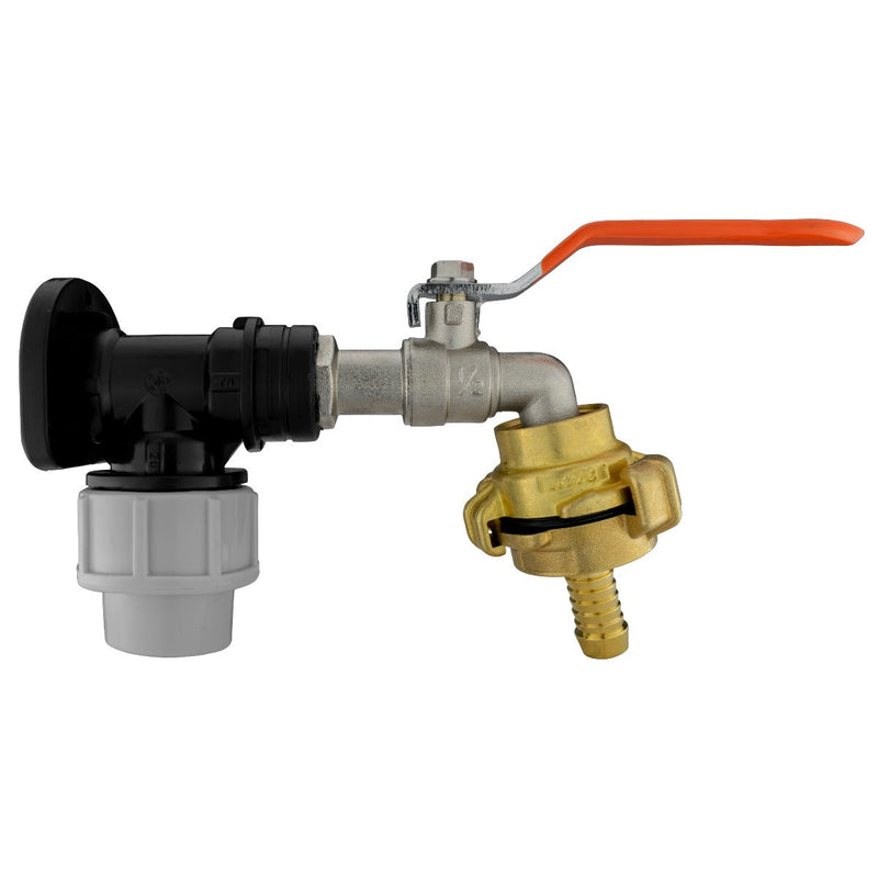 Wall Flange Kit 20mm MDPE - Lever Tap 1/2", Geka Barb 1/2" - Home & Garden > Lawn & Garden Tech Hose & Fittings