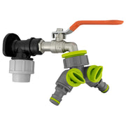 Wall Flange Kit 20mm MDPE - Lever Tap & Two Way Splitter - Home & Garden > Lawn & Garden Tech Hose & Fittings