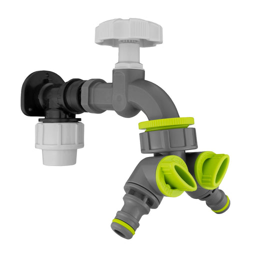 Wall Flange Kit 20mm MDPE - PP Bib Tap with Tap Splitter - Home & Garden > Lawn & Garden Tech Hose & Fittings