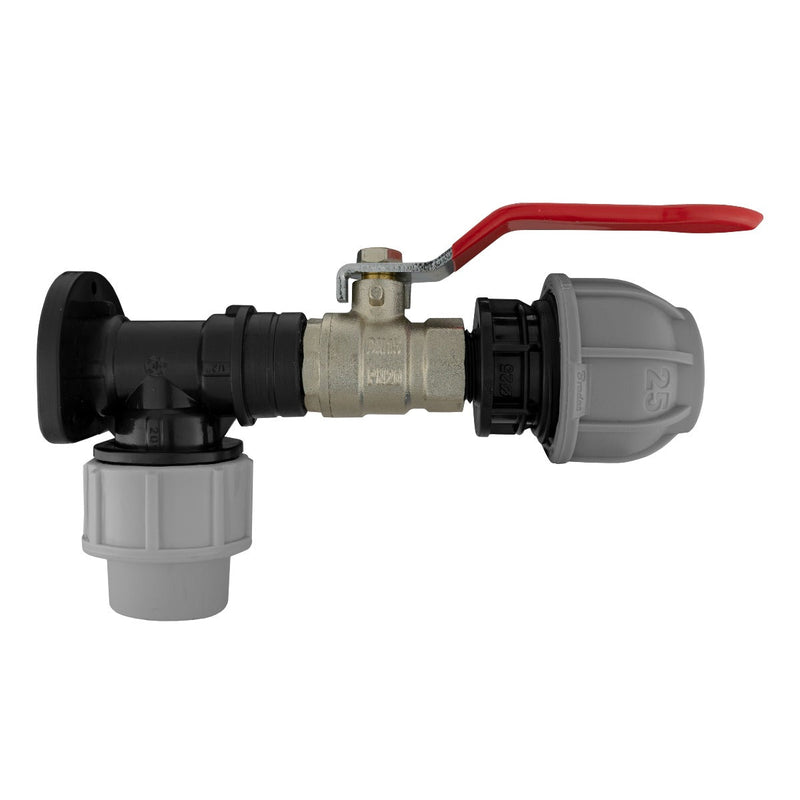 Wall Flange Kit 20mm MDPE - Lever Valve & 25mm MDPE Outlet - Home & Garden > Lawn & Garden Tech Hose & Fittings