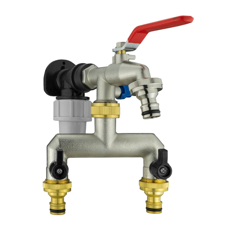 Wall Flange Kit 20mm MDPE - Double Tap with Triple Outlet - Home & Garden > Lawn & Garden Tech Hose & Fittings