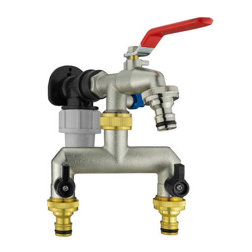 Wall Flange Kit 20mm MDPE - Double Tap with Triple Outlet - Home & Garden > Lawn & Garden Tech Hose & Fittings