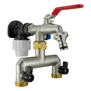 Wall Flange Kit 20mm MDPE - Double Tap with Triple Outlet Thread - Home & Garden > Lawn & Garden Tech Hose & Fittings