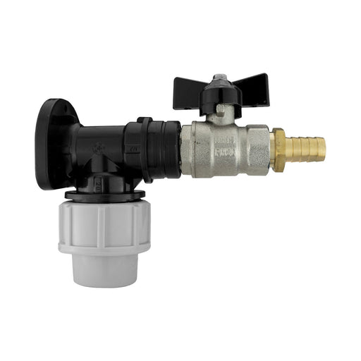 Wall Flange Kit 20mm MDPE - Bib Valve + Brass 13mm Barb - Home & Garden > Lawn & Garden Tech Hose & Fittings