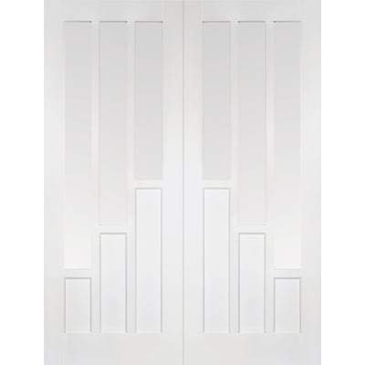 Coventry White Primed 6 Glazed Clear Light Panels Pair Interior Doors - 1981mm x 1524mm -