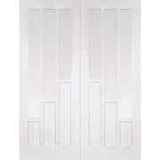 Coventry White Primed 6 Glazed Clear Light Panels Pair Interior Doors - 1981mm x 1372mm -