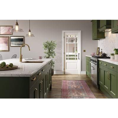 Downham White Primed 9 Glazed Clear Bevelled Light Panels Interior Door - All Sizes - Doors