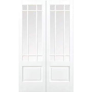 Downham White Primed 9 Glazed Clear Bevelled Light Panels Pair Interior Doors - All Sizes - Doors