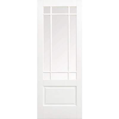 Downham White Primed 9 Glazed Clear Bevelled Light Panels Interior Door - 2040mm x 726mm -