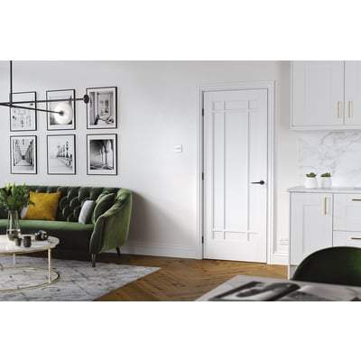 Manhattan White Primed 9 Panel Interior Fire Door FD30 - All Sizes - Doors