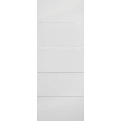 Moulded White Horizontal Four Line Primed Interior Fire Door FD30 - 1981mm x 762mm -
