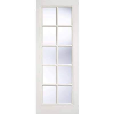 SA Moulded White Primed 10 Glazed Clear Light Panels Interior Door - 1981mm x 838mm -