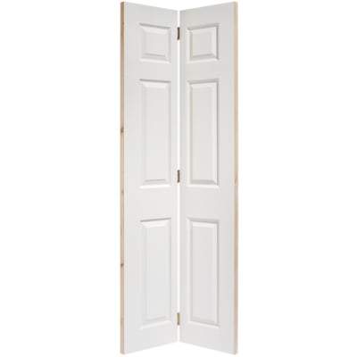 Moulded Textured White Primed 6 Panel Bi-Fold Interior Door - 1981mm x 762mm - Doors