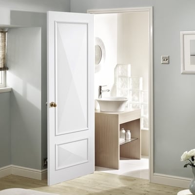 Knightsbridge White Primed 1 Glazed Clear Light Panel Interior Door - All Sizes - Doors