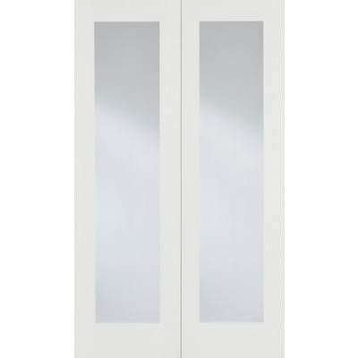 Pattern 20 White Primed 2 Glazed Clear Light Panels Pair Interior Doors - All Sizes - Doors