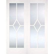 Reims White Glazed Clear Pair Primed Interior Doors - 1981mm x 1168mm -