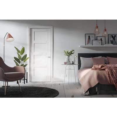 Shaker White Primed 4 Panel Interior Door - All Sizes - Doors