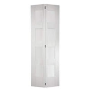 Shaker White Primed Bi-Fold 4 Glazed Clear Light Panels Interior Door - 1981mm x 686mm -