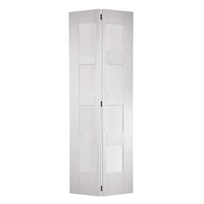 Shaker White Primed Bi-Fold 4 Glazed Clear Light Panels Interior Door - All Sizes - Doors