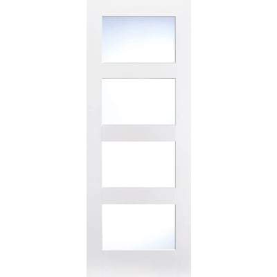 Shaker White Primed 4 Glazed Clear Light Panels Interior Door - 1981mm x 610mm -
