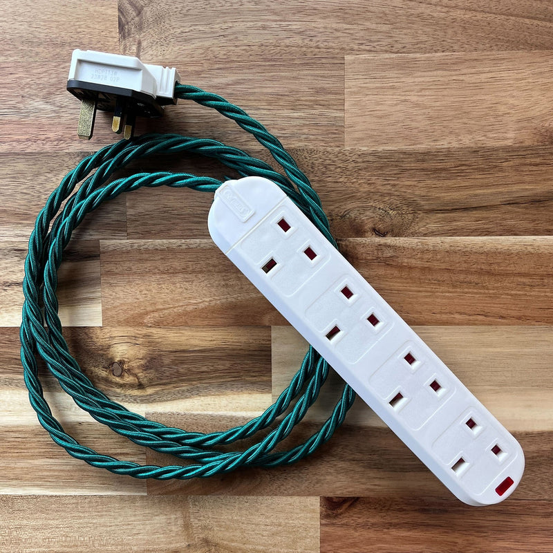 Christmas Red/White/Green Decorative Extension Lead - White Trailing Socket - Extension Leads