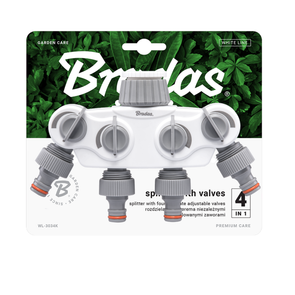 White Line 4-way Manifold with 1 "or 3/4" BSP Tap Connection - Home & Garden > Lawn & Garden Garden watering