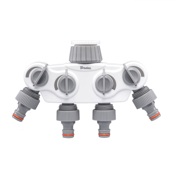 White Line 4-way Manifold with 1 "or 3/4" BSP Tap Connection - Home & Garden > Lawn & Garden Garden watering