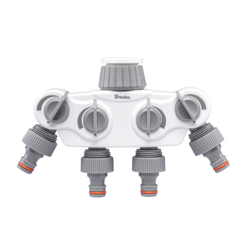 White Line 4-way Manifold with 1 "or 3/4" BSP Tap Connection - Home & Garden > Lawn & Garden Garden watering