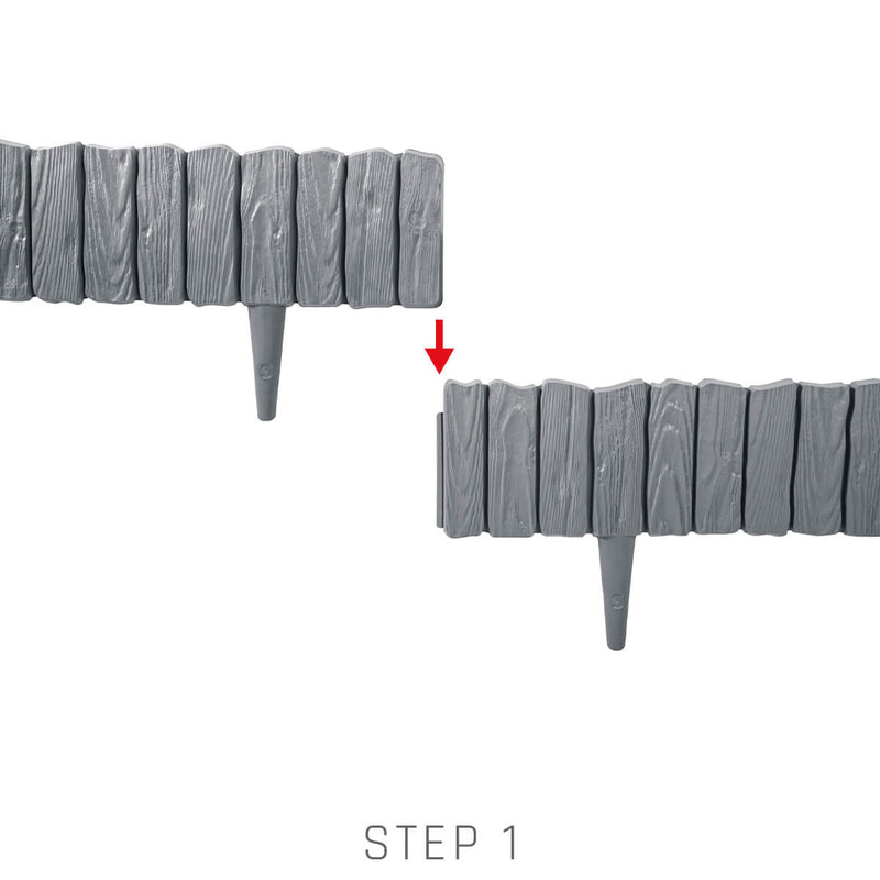 Lawn Edging, Plastic Palisade Wood Effect, 2.32m, Gray - Home & Garden > Lawn & Garden Garden tools & Accesories