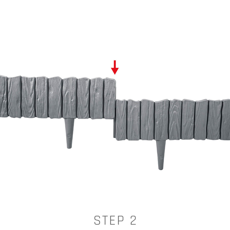 Lawn Edging, Plastic Palisade Wood Effect, 2.32m, Black - Home & Garden > Lawn & Garden Garden tools & Accesories