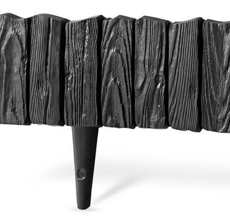 Lawn Edging, Plastic Palisade Wood Effect, 2.32m, Black - Home & Garden > Lawn & Garden Garden tools & Accesories