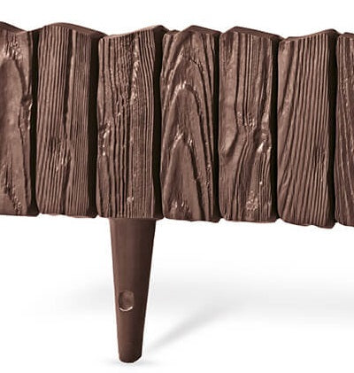 Lawn Edging, Plastic Palisade Wood Effect, 2.32m, Brown - Home & Garden > Lawn & Garden Garden tools & Accesories