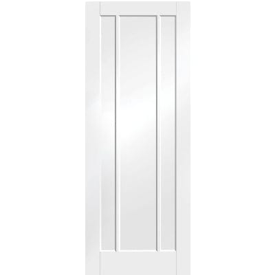 White door with a minimalist design on a white background