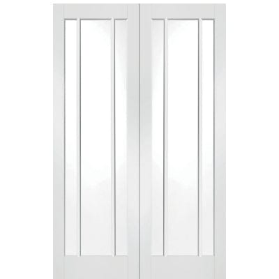 Worcester Internal Rebated White Primed Door Pair with Clear Glass -