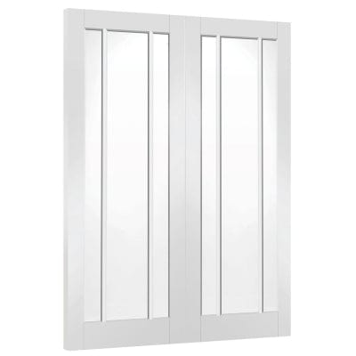 Worcester Internal Rebated White Primed Door Pair with Clear Glass -