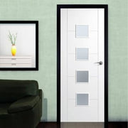 Vancouver White Primed 4 Glazed Frosted Light Panels Interior Door - All Sizes - Doors