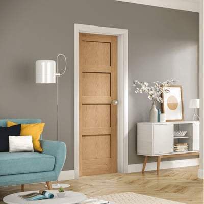 Oak Shaker 4 Panel Pre-Finished Internal Door - All Sizes - Doors