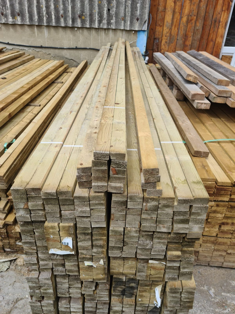 Treated Roofing Batten 50 x 25 x 5400mm (5.4m 2x1) - £5.40 Per Length Inc Vat - Hardware > Building Materials > Roofing Treated Roofing Batten